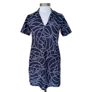 Patti Biggs Patricia Mini Dress Size XS Navy Blue Knot UPF Coastal Preppy